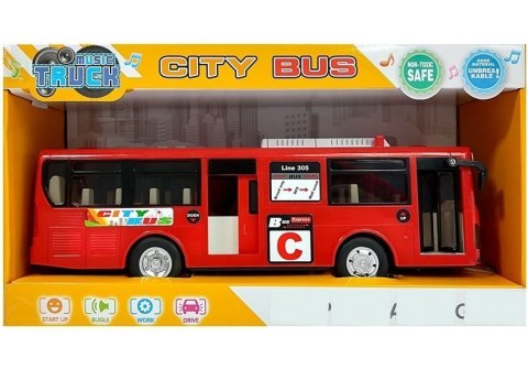 MUZYCZNY AUTOBUS Z NAPĘDEM I ŚWIATŁAMI CZERWONY