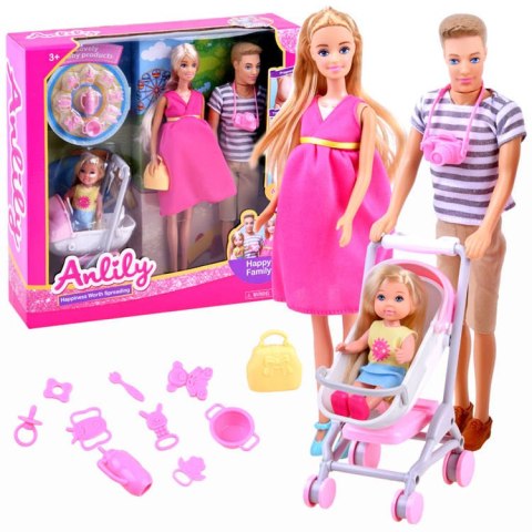 Rodzinka Pl500 Lalka mama tata dzieci wózek ZA2803