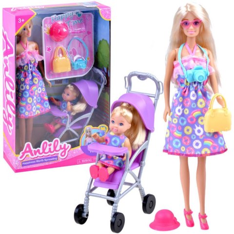 Anlily Lalka mama z dzieckiem w wózku ZA3489