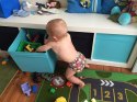 Pieluszka "Brązowe sówki" z podwójną gumką
