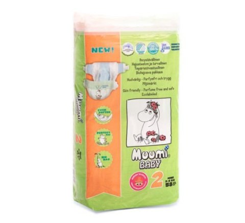 Rozm 2. Ekologiczne pieluszki jednorazowe MUUMI MINI 3-6kg 58szt.