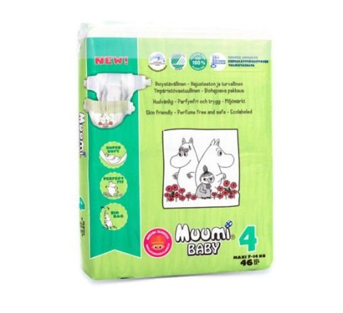 Rozm 4. Ekologiczne pieluszki jednorazowe MUUMI MAXI 7-14kg 46szt.