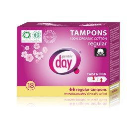 Tampony 100% certyfikowanej bawełny ekologicznej, REGULAR 18 szt., Gentle Day