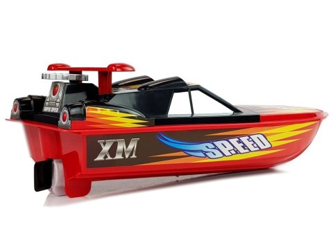 ŁÓDŹ MOTORÓWKA NA BATERIE CZERWONO- ŻÓŁTO- CZARNA 4 KIERUNKI 40 CM
