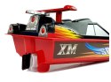 ŁÓDŹ MOTORÓWKA NA BATERIE CZERWONO- ŻÓŁTO- CZARNA 4 KIERUNKI 40 CM