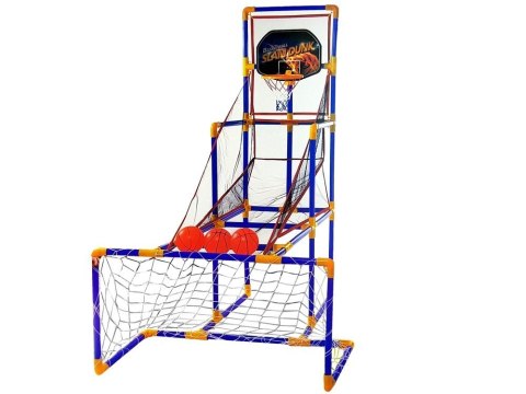 ZESTAW GIER SPORTOWYCH 2 W1 KOSZYKÓWKA PIŁKA NOŻNA TRZY PIŁKI CELNOŚĆ