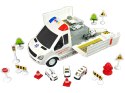 AMBULANS TRANSPORTOWY PARKING DŹWIĘKI ŚWIATŁA NAPĘD FRYKCYJNY AUTKA AKCESORIA