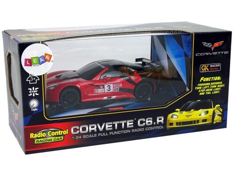 AUTO SPORTOWE R/C 1:24 CORvETTE C6.R CZERWONE 2.4 G ŚWIATŁA