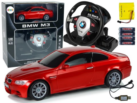 AUTO ZDALNIE STEROWANE BMW M3 CZERWONY 2,4 G PILOT KIEROWNICA 1:18 DŹWIĘK ŚWIATŁA
