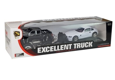 ZESTAW POJAZDÓW MONSTER TRUCK CZERWONY LAWETA 58 CM