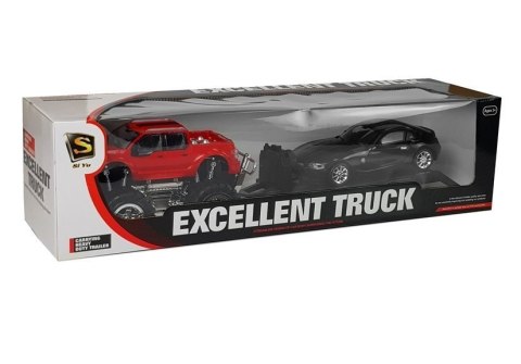 ZESTAW POJAZDÓW MONSTER TRUCK CZERWONY LAWETA 58 CM