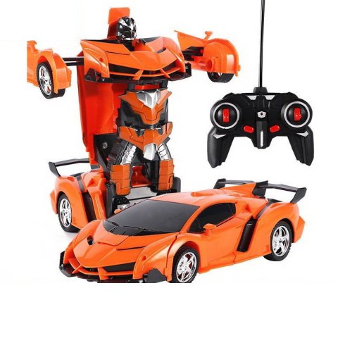 Auto Robot Transformer 2w1 Pilot R/C Światło Dźwięk Drift Pomarańczowy