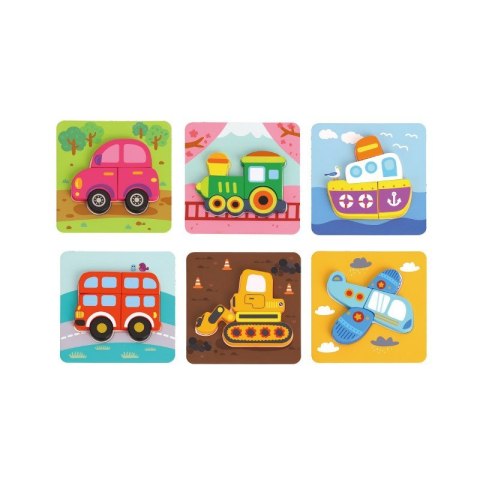 TOOKY TOY Drewniane Klocki Układanka Puzzle Zestaw 33 El. + 6 Planszy