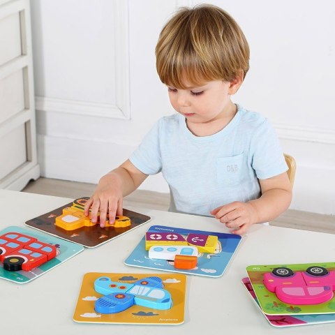 TOOKY TOY Drewniane Klocki Układanka Puzzle Zestaw 33 El. + 6 Planszy