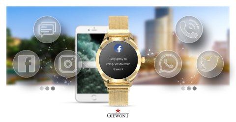 Smartwatch Damski Giewont Gold/Black + Pasek GW300-1
