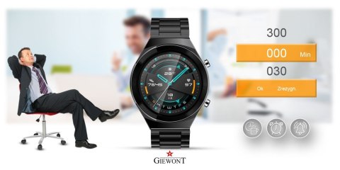 Smartwatch Giewont GW440-1 Czarny + Pasek Czarny Silikonowy