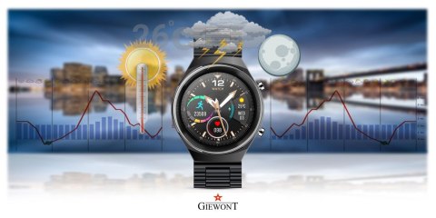 Smartwatch Giewont GW440-1 Czarny + Pasek Czarny Silikonowy