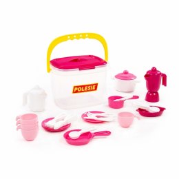 ZESTAW NACZYŃ 4 OSOBY POLESIE RÓŻOWY BIAŁY 29 ELEMENTÓW 56573