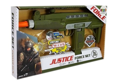 ZESTAW WOJSKOWY PISTOLET DŹWIĘK ŚWIATŁA ODZNAKA 37 CM