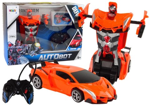 Auto Robot Transformujący 2w1 Pilot R/C Zdalnie sterowane Pomarańczowy