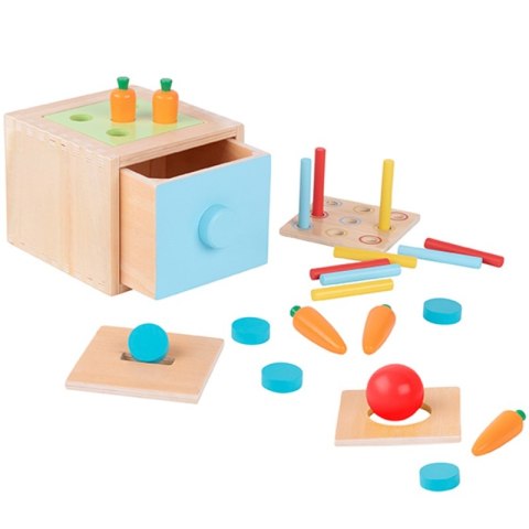 Tooky Toy Drewniana Kostka Edukacyjna Szuflada 4w1