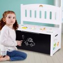 Tooky Toy Drewniana Skrzynia 3w1 na Zabawki Ławka z Tablicą do Rysowania