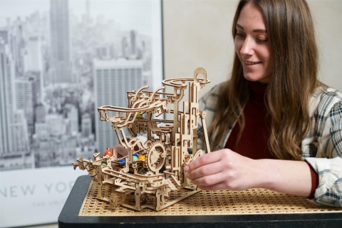 TOR KULKOWY POZIOMOWY DREWNIANY MODEL MECHANICZNY PUZZLE 3D