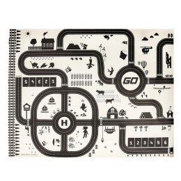 MATA DO ZABAWY MIASTO ULICA + ZNAKI DROGOWE WODOODPORNA KREMOWA 130x100CM