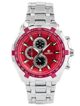 ZEGAREK MĘSKI PERFECT - MILTON - silver/red (zp112g)