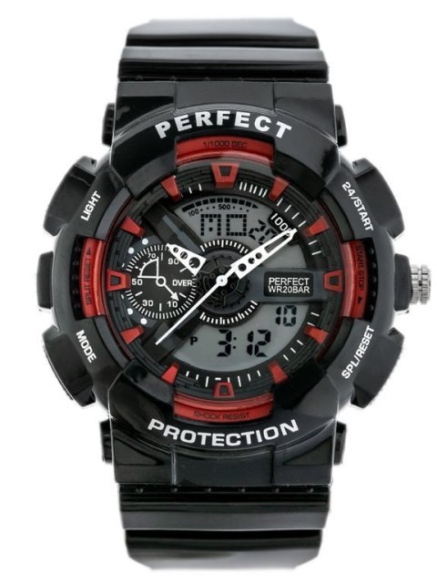 ZEGAREK MĘSKI PERFECT SHOCK (zp219d) black/red