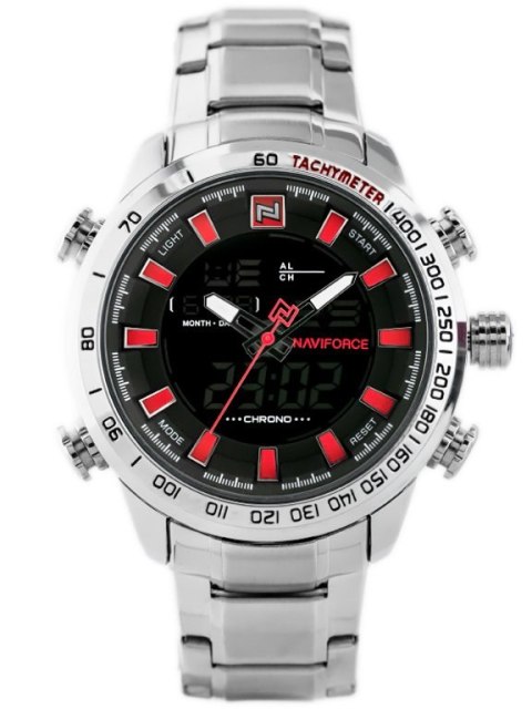 ZEGAREK MĘSKI NAVIFORCE - NF9093 (zn041b) - silver/red + BOX
