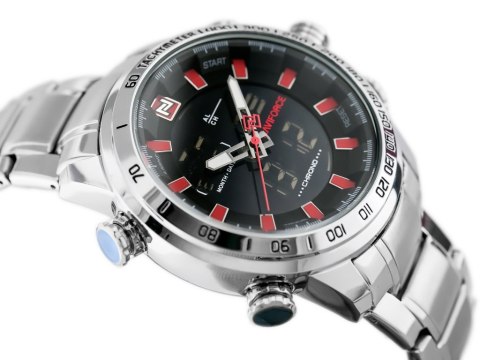 ZEGAREK MĘSKI NAVIFORCE - NF9093 (zn041b) - silver/red + BOX