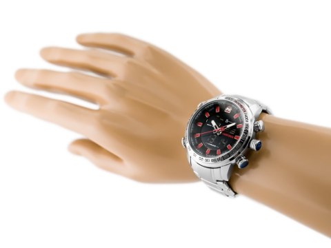 ZEGAREK MĘSKI NAVIFORCE - NF9093 (zn041b) - silver/red + BOX