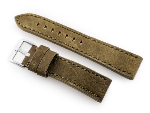 Pasek skórzany do zegarka W48 - PREMIUM - oliwkowy - 20mm