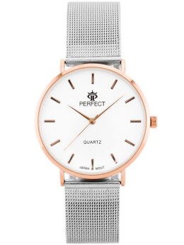 ZEGAREK DAMSKI PERFECT B7304 antyalergiczny (zp852c) silver/r.g.