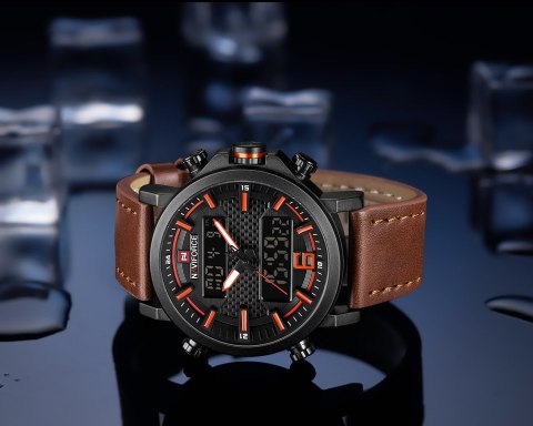 ZEGAREK MĘSKI NAVIFORCE - NF9135 (zn076f) - brown/orange + box