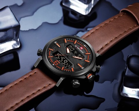 ZEGAREK MĘSKI NAVIFORCE - NF9135 (zn076f) - brown/orange + box