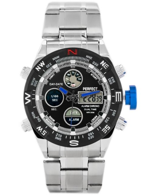 ZEGAREK MĘSKI PERFECT ZEUS - A890 (zp257d) - silver/blue