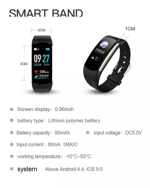 SMARTBAND UNISEX Rubicon RNCE59 - DWA PASKI, CIŚNIENIOMIERZ (sr012a)