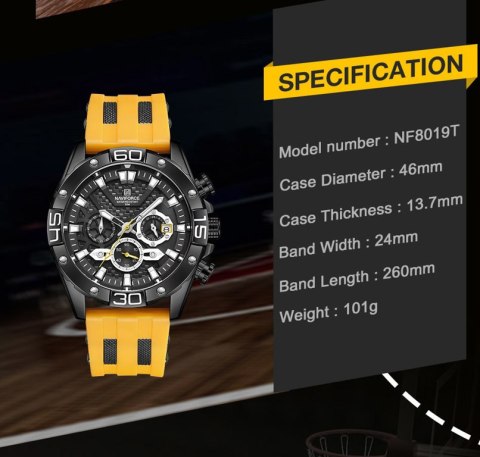 ZEGAREK MĘSKI NAVIFORCE NF8019T - CHRONOGRAF (zn125c) + BOX