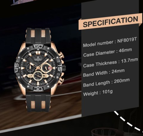 ZEGAREK MĘSKI NAVIFORCE NF8019T - CHRONOGRAF (zn125d) + BOX