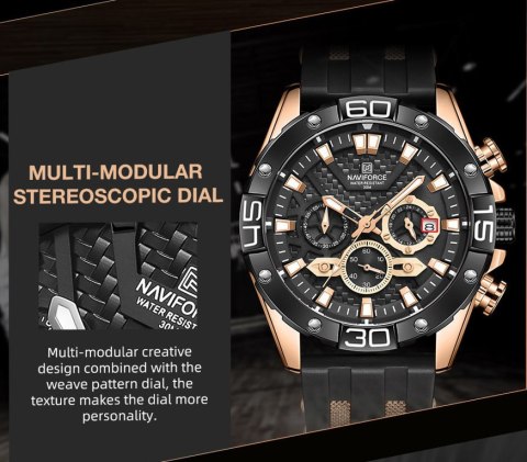 ZEGAREK MĘSKI NAVIFORCE NF8019T - CHRONOGRAF (zn125d) + BOX