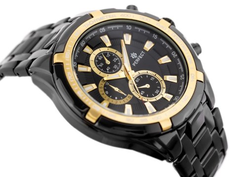 ZEGAREK MĘSKI PERFECT - MILTON - black/gold (zp112k)