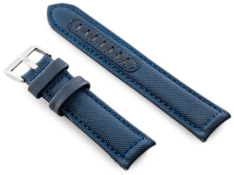 Pasek skórzany do zegarka W34 - PREMIUM - granatowy - 26mm