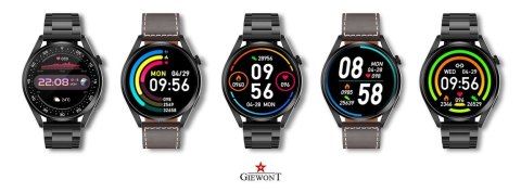 Smartwatch Giewont GW450-3 Czarny + Pasek Brązowy Skórzany