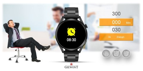 Smartwatch Giewont GW450-3 Czarny + Pasek Brązowy Skórzany