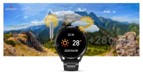 Smartwatch Giewont GW450-3 Czarny + Pasek Brązowy Skórzany