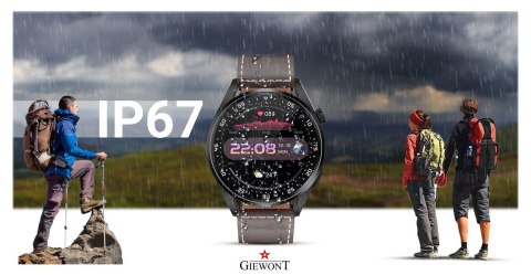 Smartwatch Giewont GW450-3 Czarny + Pasek Brązowy Skórzany