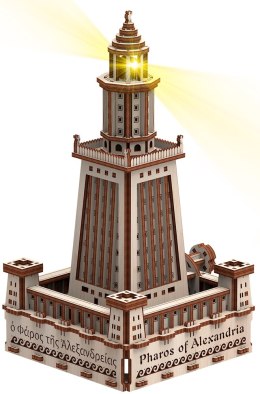 Mr.Playwood Drewniane Puzzle 3D z Diodą LED - Latarnia Alexandria
