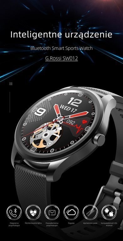 SMARTWATCH MĘSKI G. Rossi SW012-1 black/black + dodatkowa BRANSOLETA (sg007a)